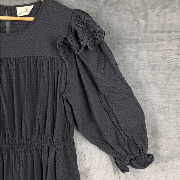 Womens Dress Large Boho Cottagecore Floral Eyelet Ruffle Peasant Hippie Prairie - Picture 2 of 8